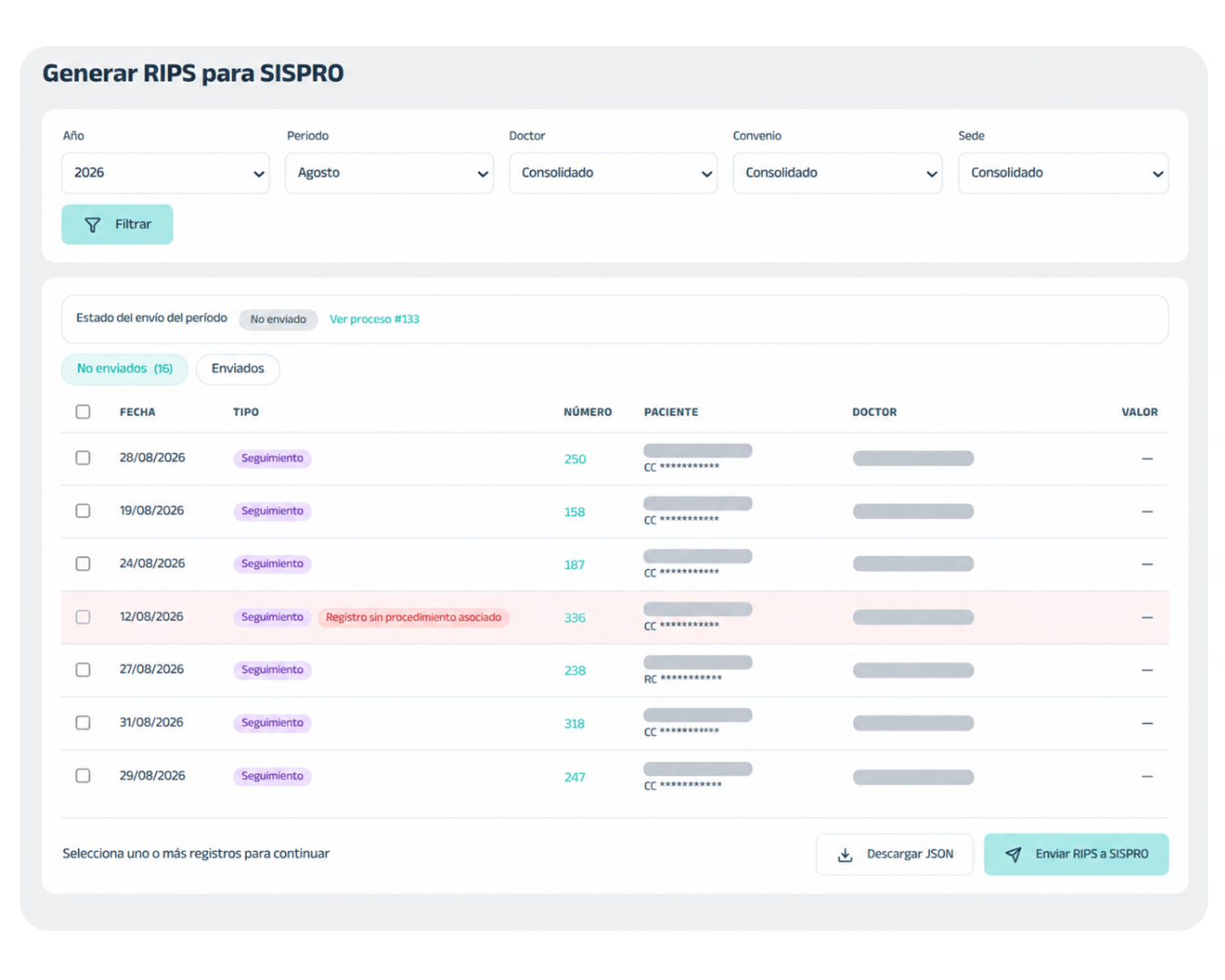 Generación y gestión de RIPS para SISPRO en Healthi