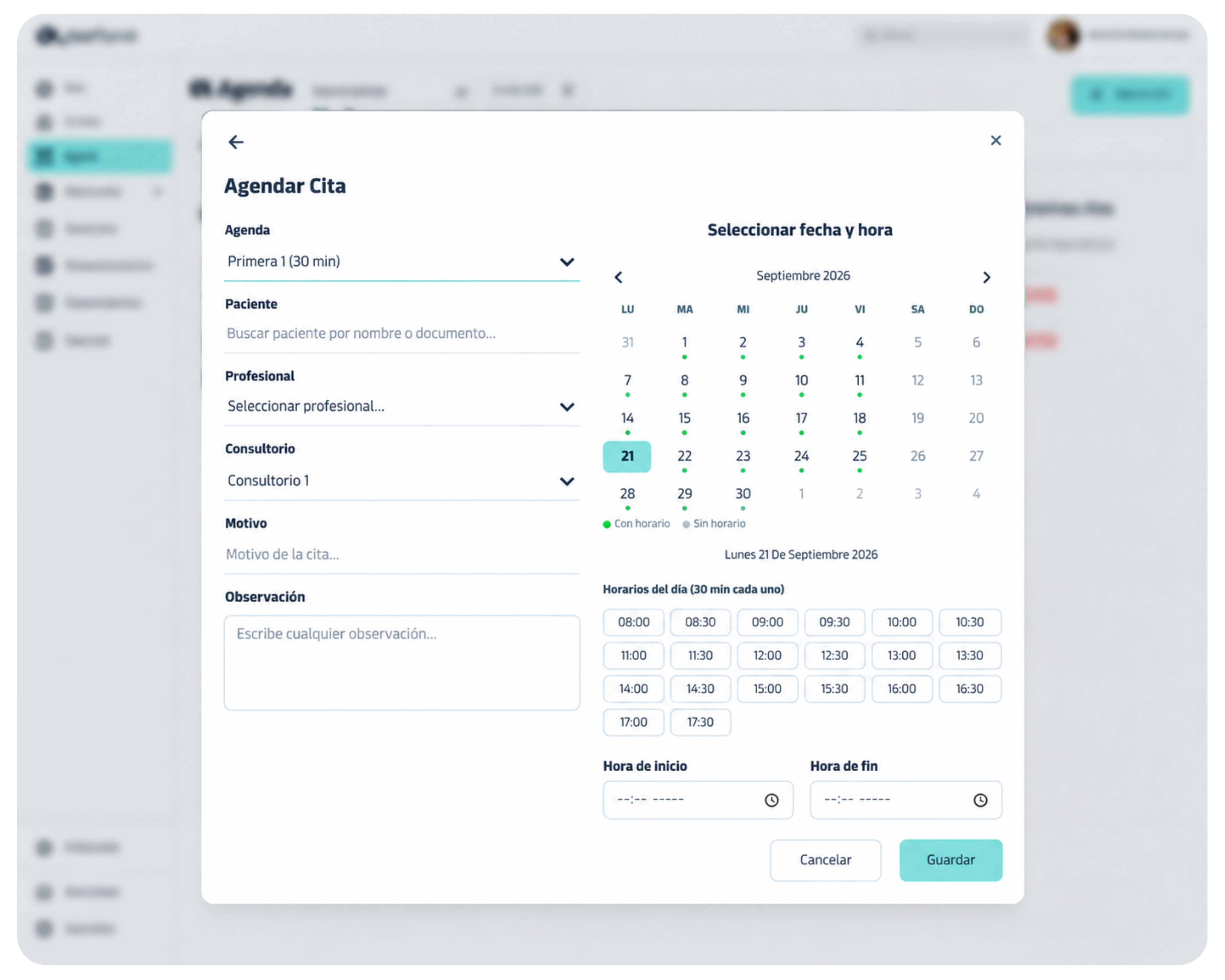 Agenda digital de Healthi para programar citas y gestionar pacientes